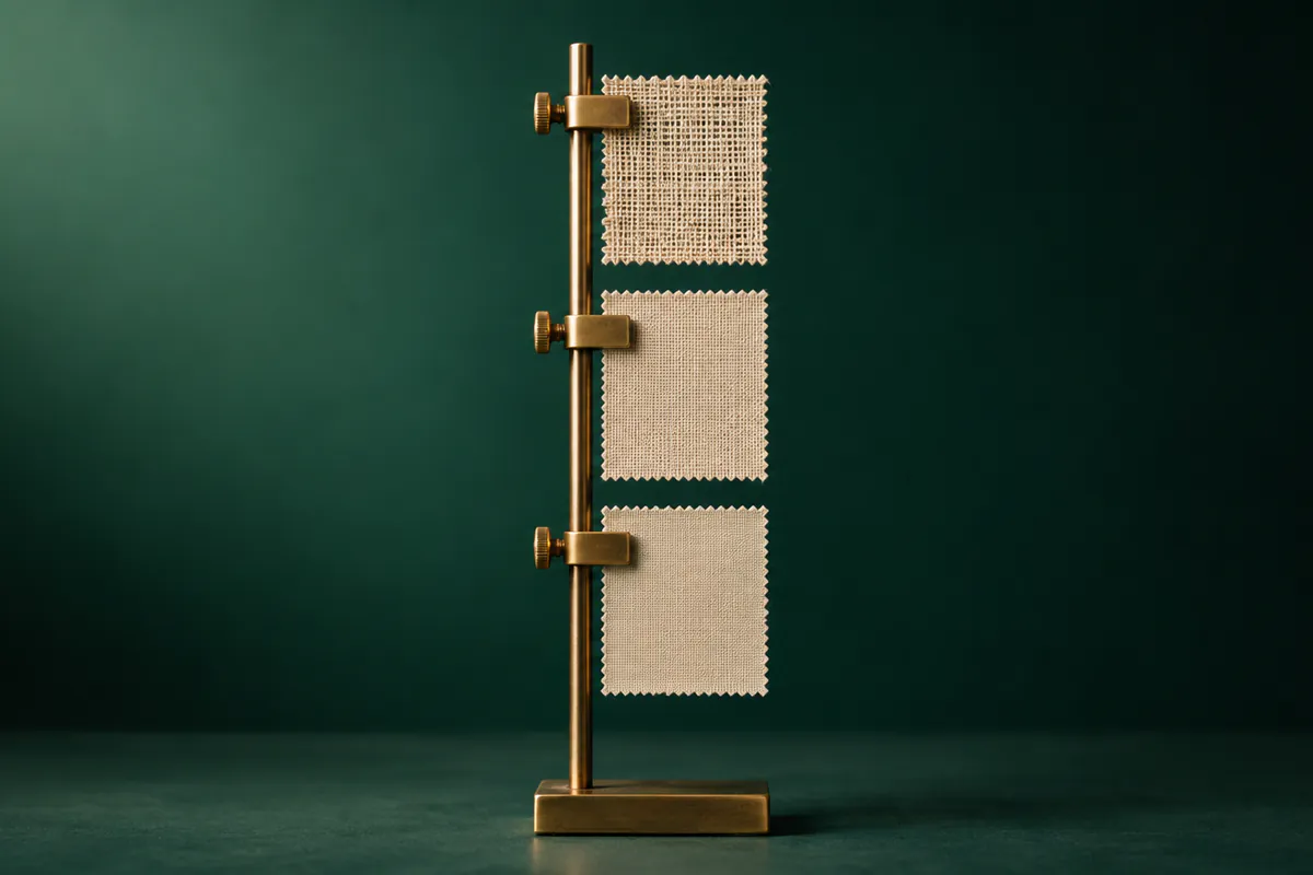 Three fabric swatches with different weave densities