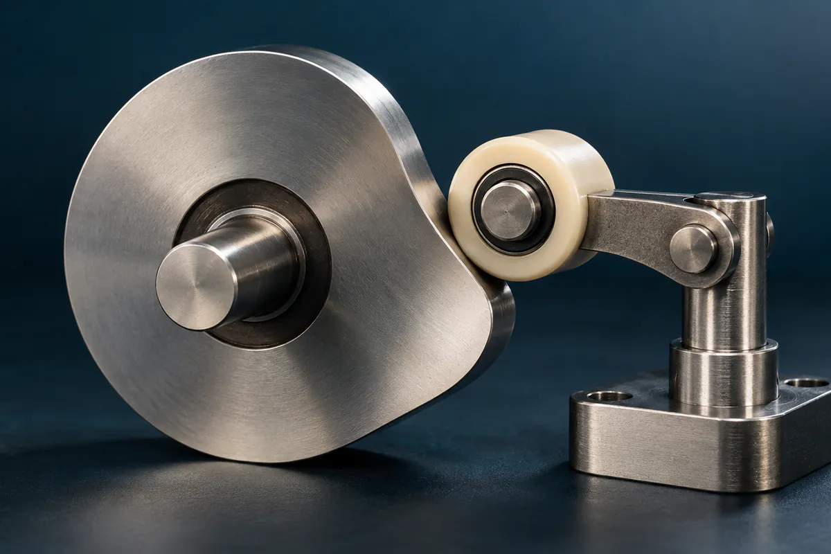 Mechanical cam fitted with a roller follower