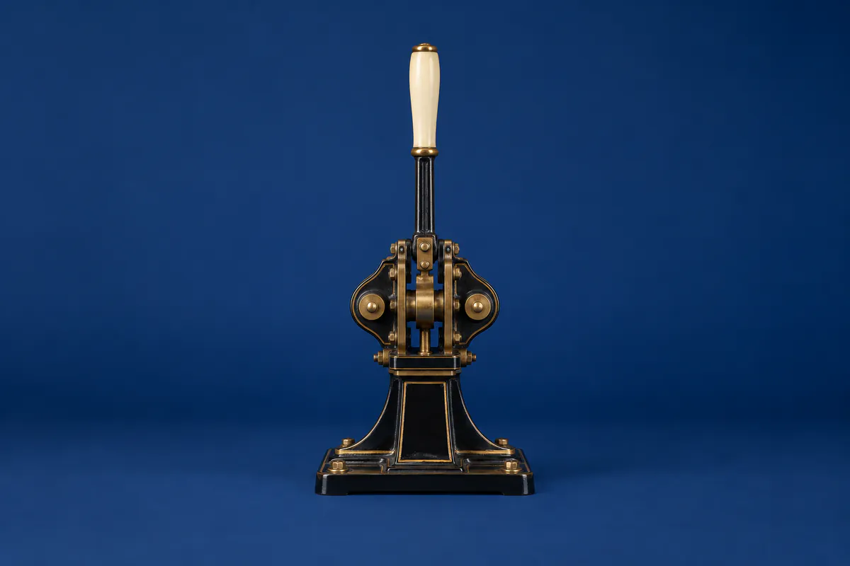 Mechanical railway points lever on a compact pedestal