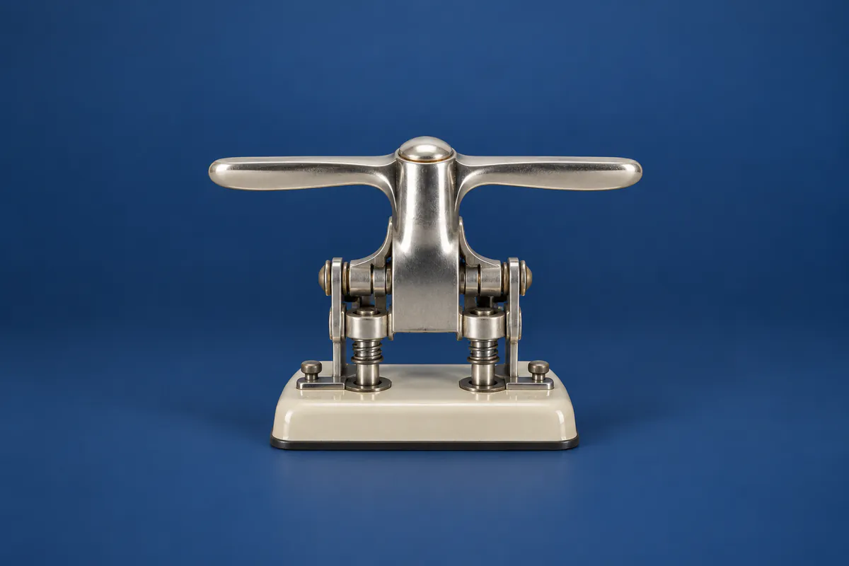 Nickel paper perforator on a cream enamel base